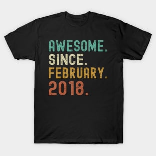 Retro Awesome Since February 2018 6Th Birthday 6 Years Old T-Shirt